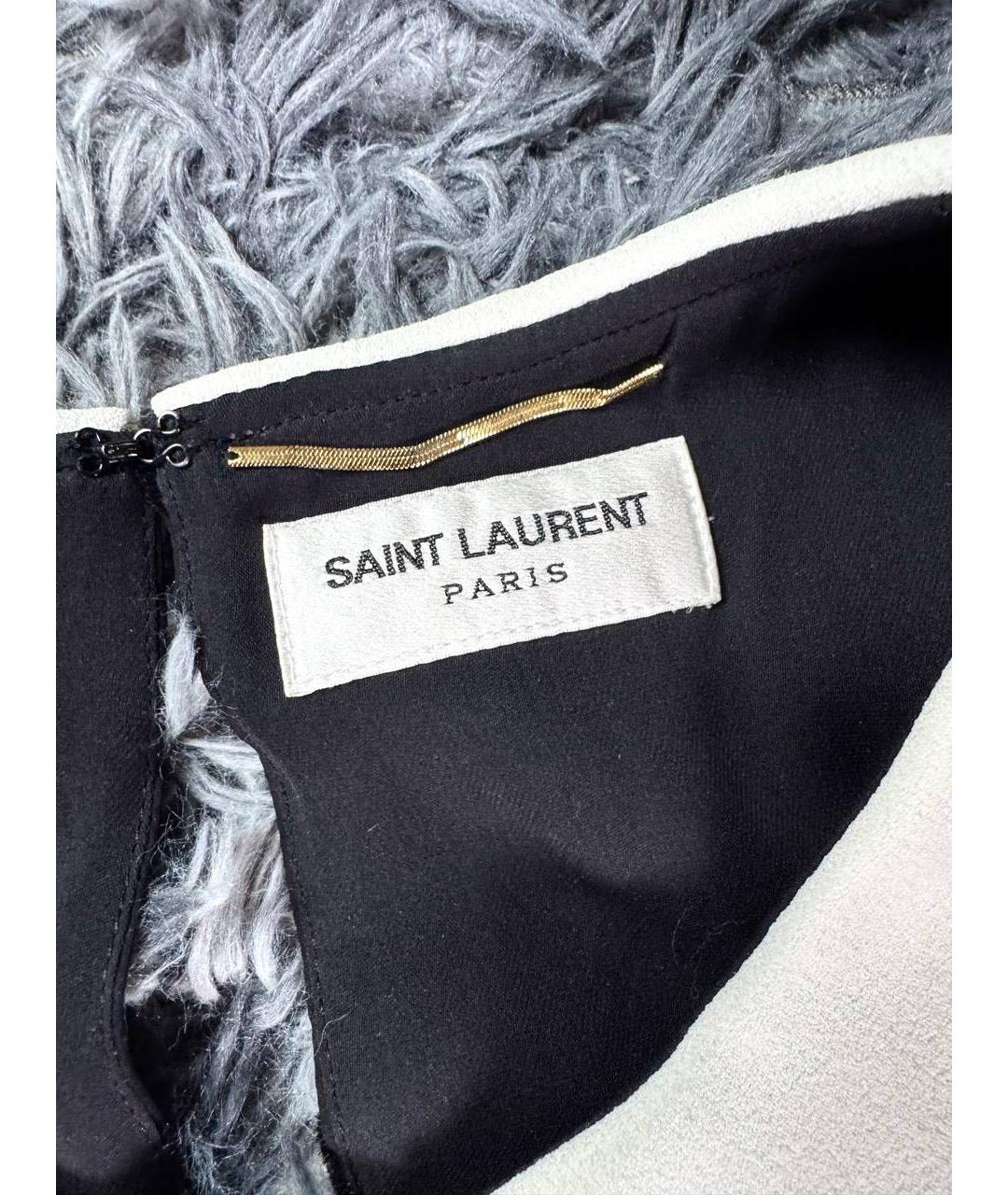 SAINT LAURENT Серое хлопковое повседневное платье, фото 7