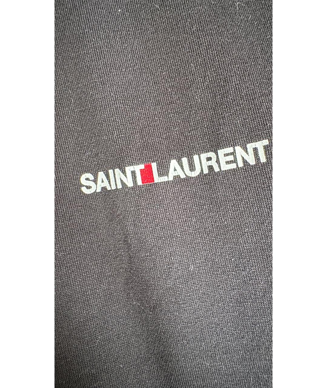 SAINT LAURENT Черная хлопковая футболка, фото 4