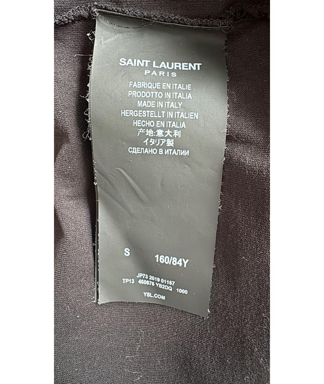 SAINT LAURENT Черная хлопковая футболка, фото 5