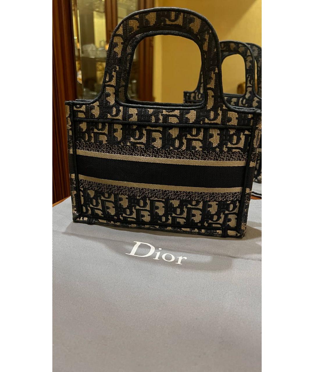 CHRISTIAN DIOR Темно-синяя жаккардовая сумка тоут, фото 4