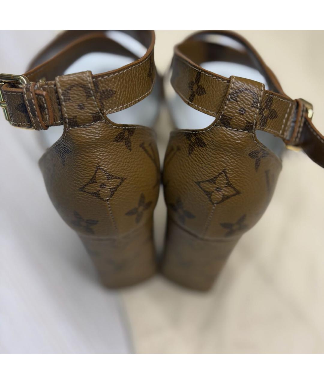 LOUIS VUITTON Бежевые кожаные босоножки, фото 5