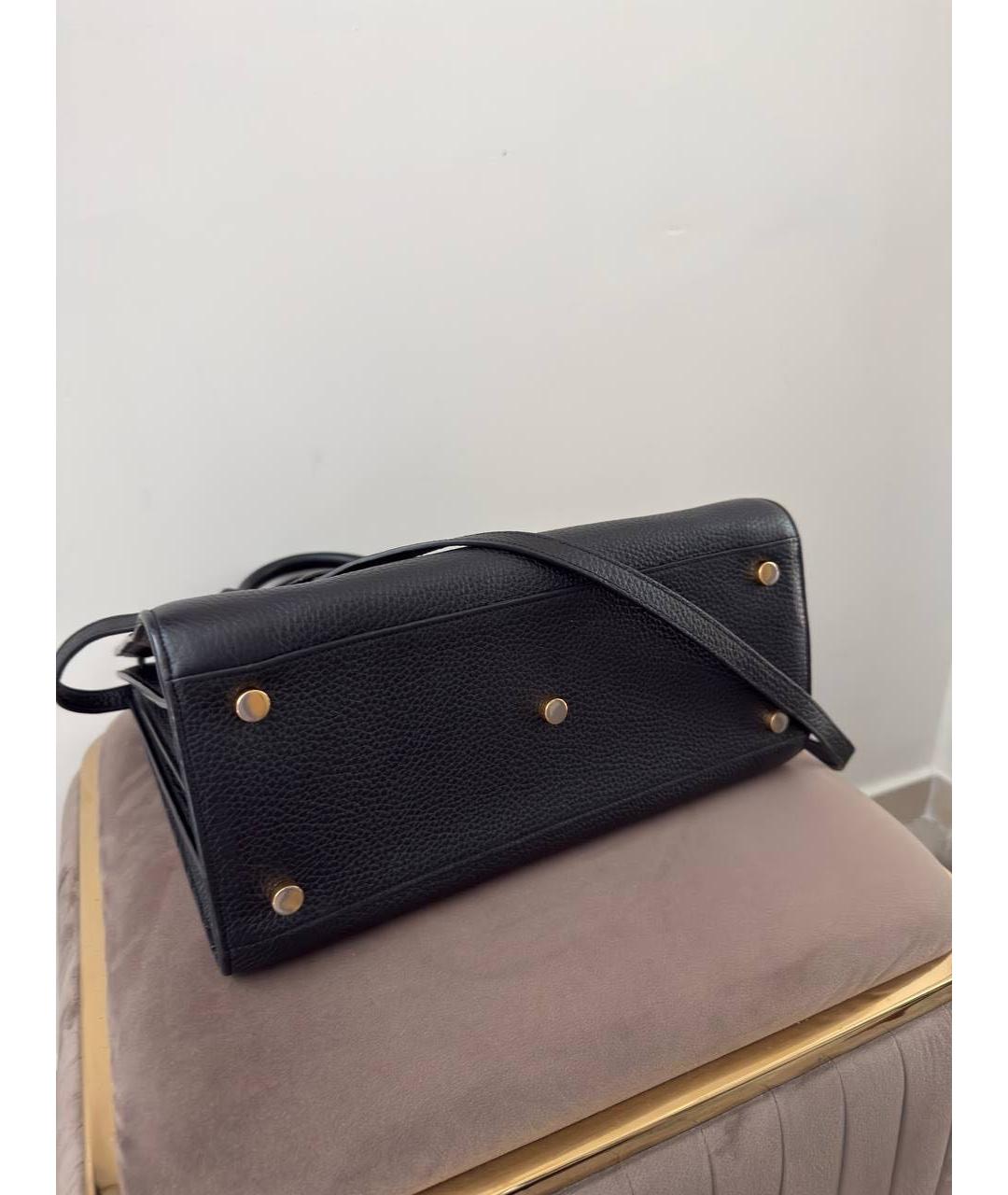 SAINT LAURENT Черная кожаная сумка с короткими ручками, фото 6