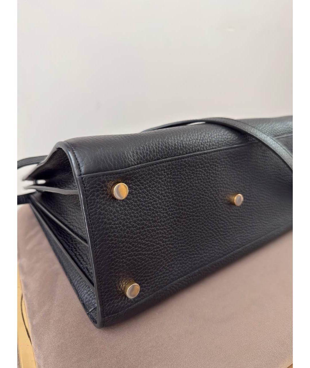 SAINT LAURENT Черная кожаная сумка с короткими ручками, фото 5