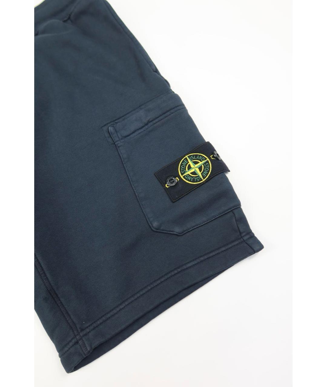 STONE ISLAND Темно-синие хлопковые шорты, фото 2