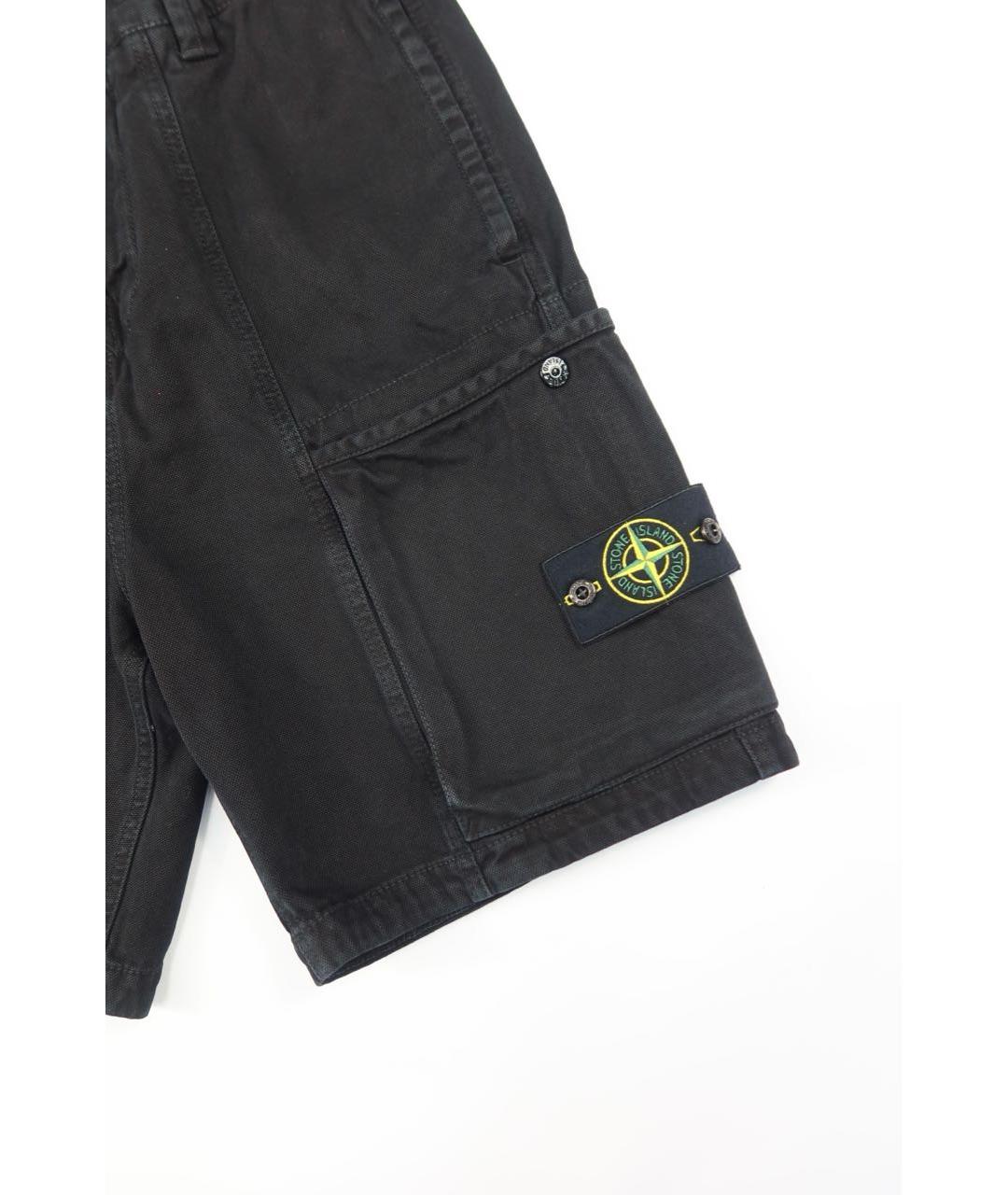 STONE ISLAND Черные хлопковые шорты, фото 2