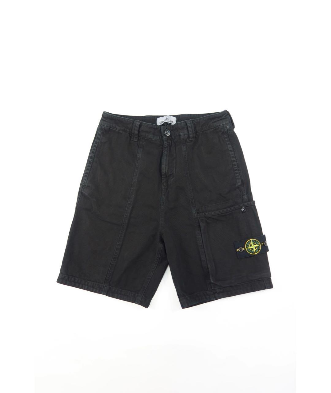 STONE ISLAND Черные хлопковые шорты, фото 1