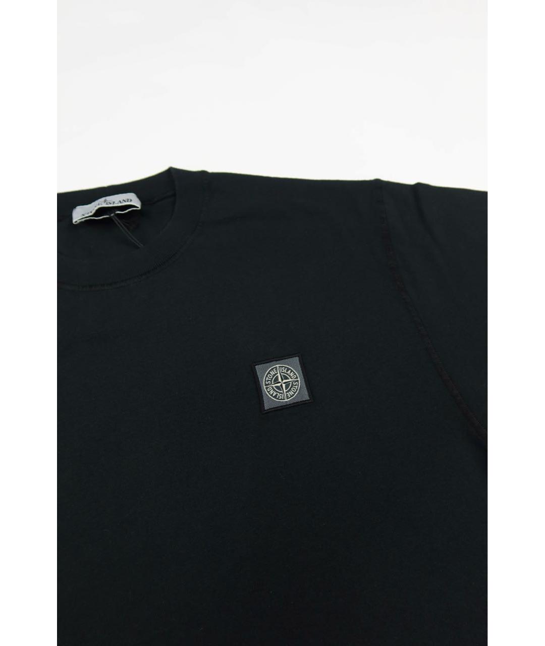 STONE ISLAND Черная хлопковая футболка, фото 2