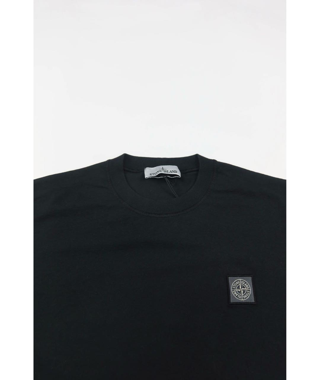 STONE ISLAND Черная хлопковая футболка, фото 3