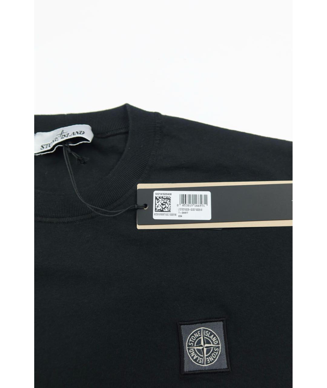 STONE ISLAND Черная хлопковая футболка, фото 4