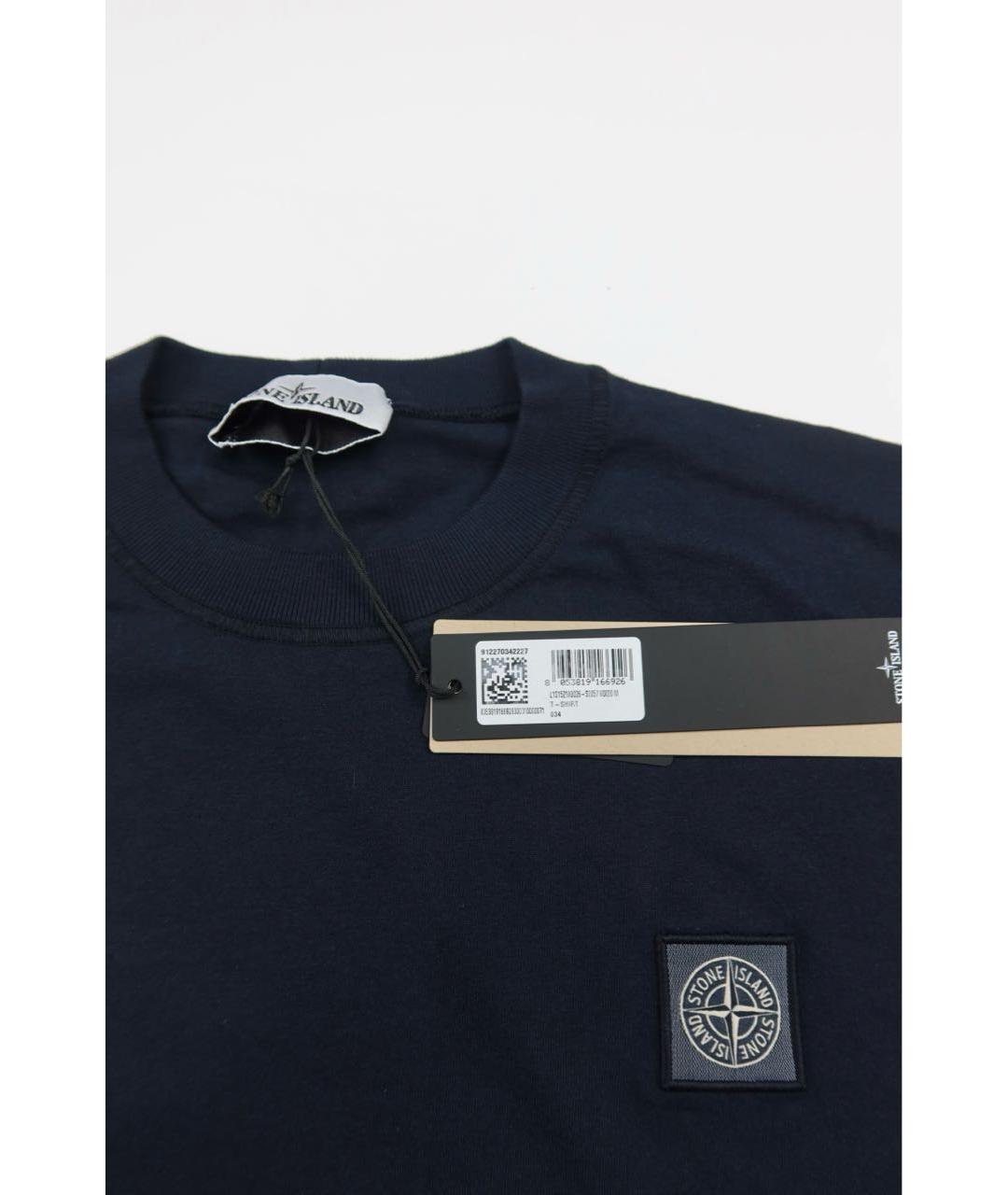 STONE ISLAND Темно-синяя хлопковая футболка, фото 4