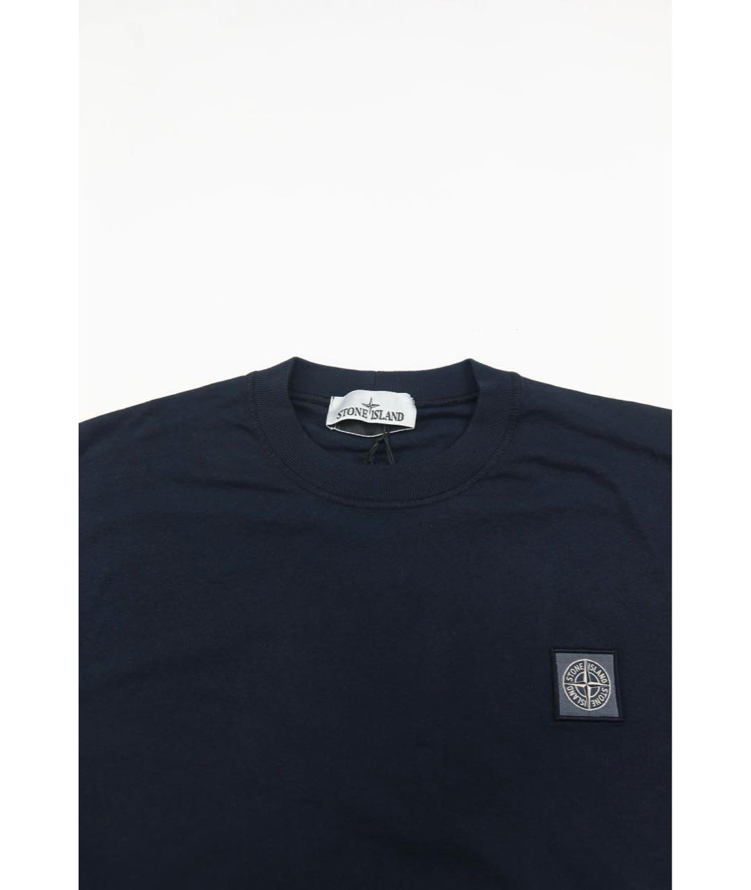 STONE ISLAND Темно-синяя хлопковая футболка, фото 3