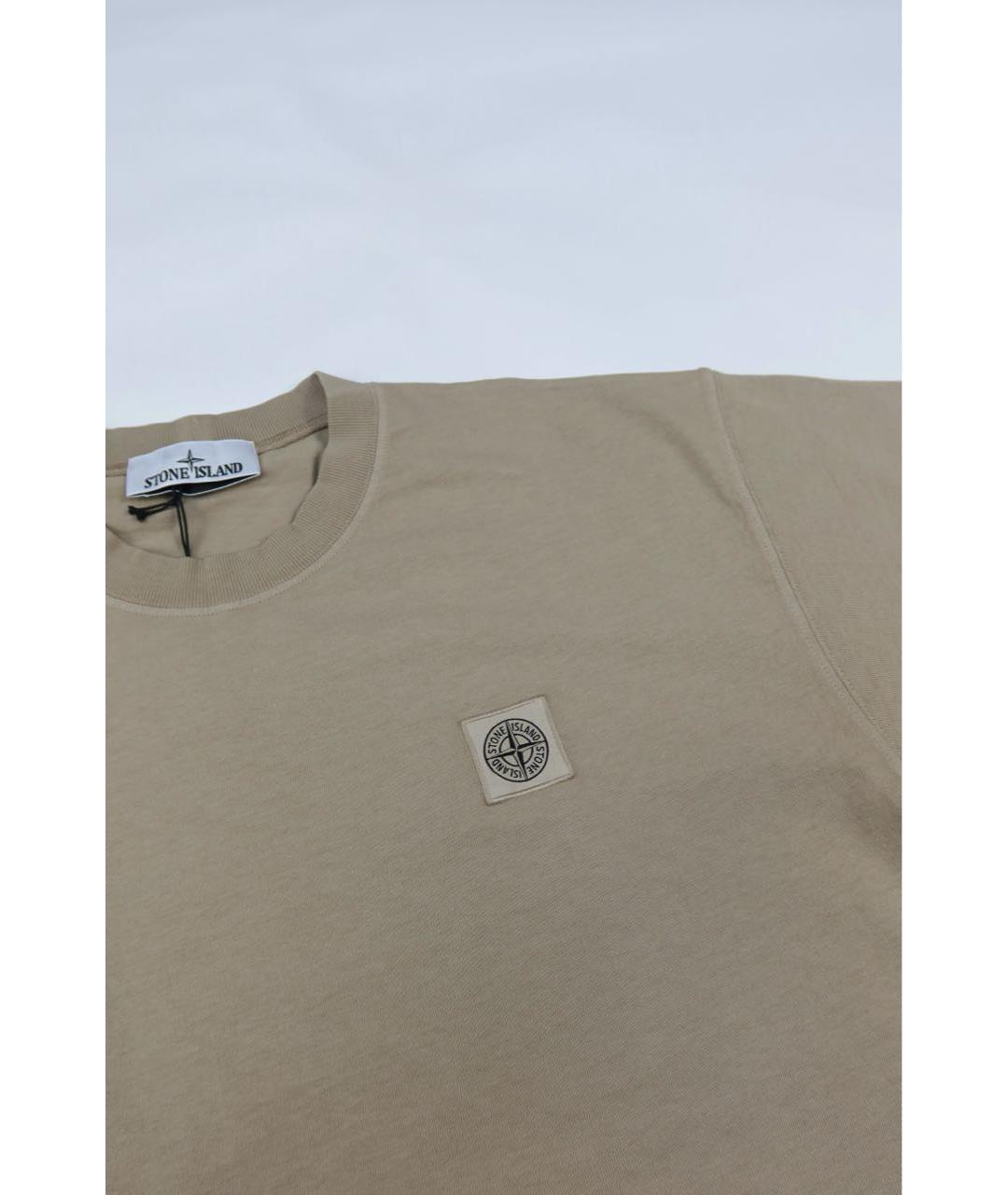 STONE ISLAND Бежевая хлопковая футболка, фото 2