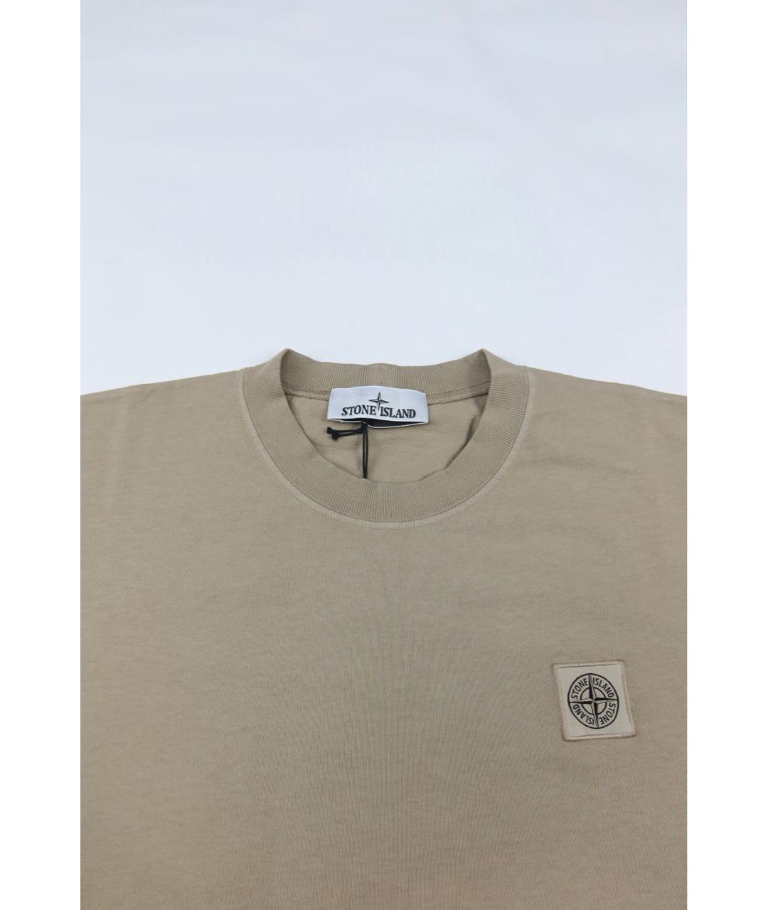 STONE ISLAND Бежевая хлопковая футболка, фото 3