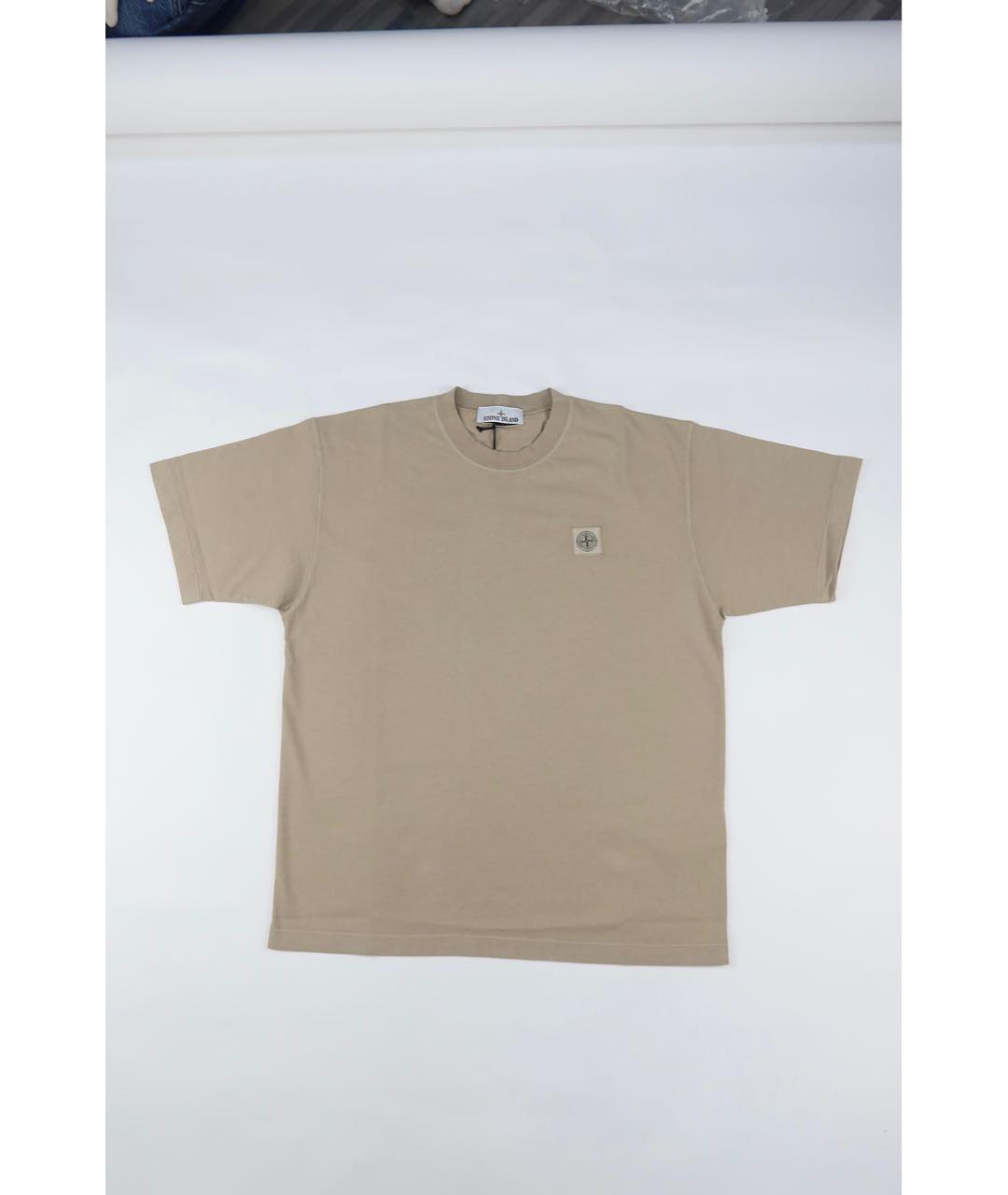 STONE ISLAND Бежевая хлопковая футболка, фото 5