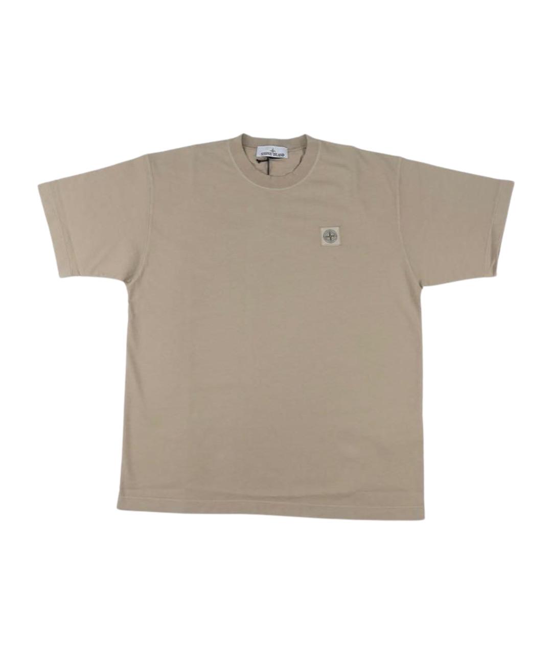 STONE ISLAND Бежевая хлопковая футболка, фото 1