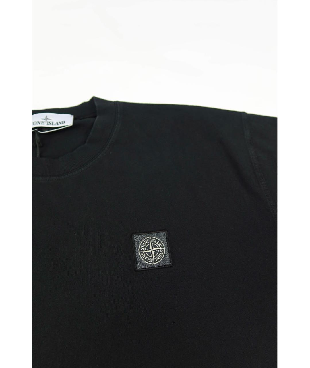 STONE ISLAND Черная хлопковая футболка, фото 2