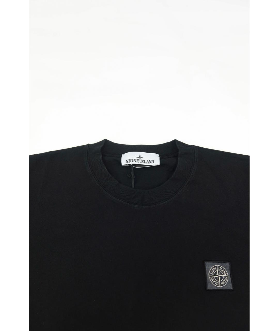 STONE ISLAND Черная хлопковая футболка, фото 3