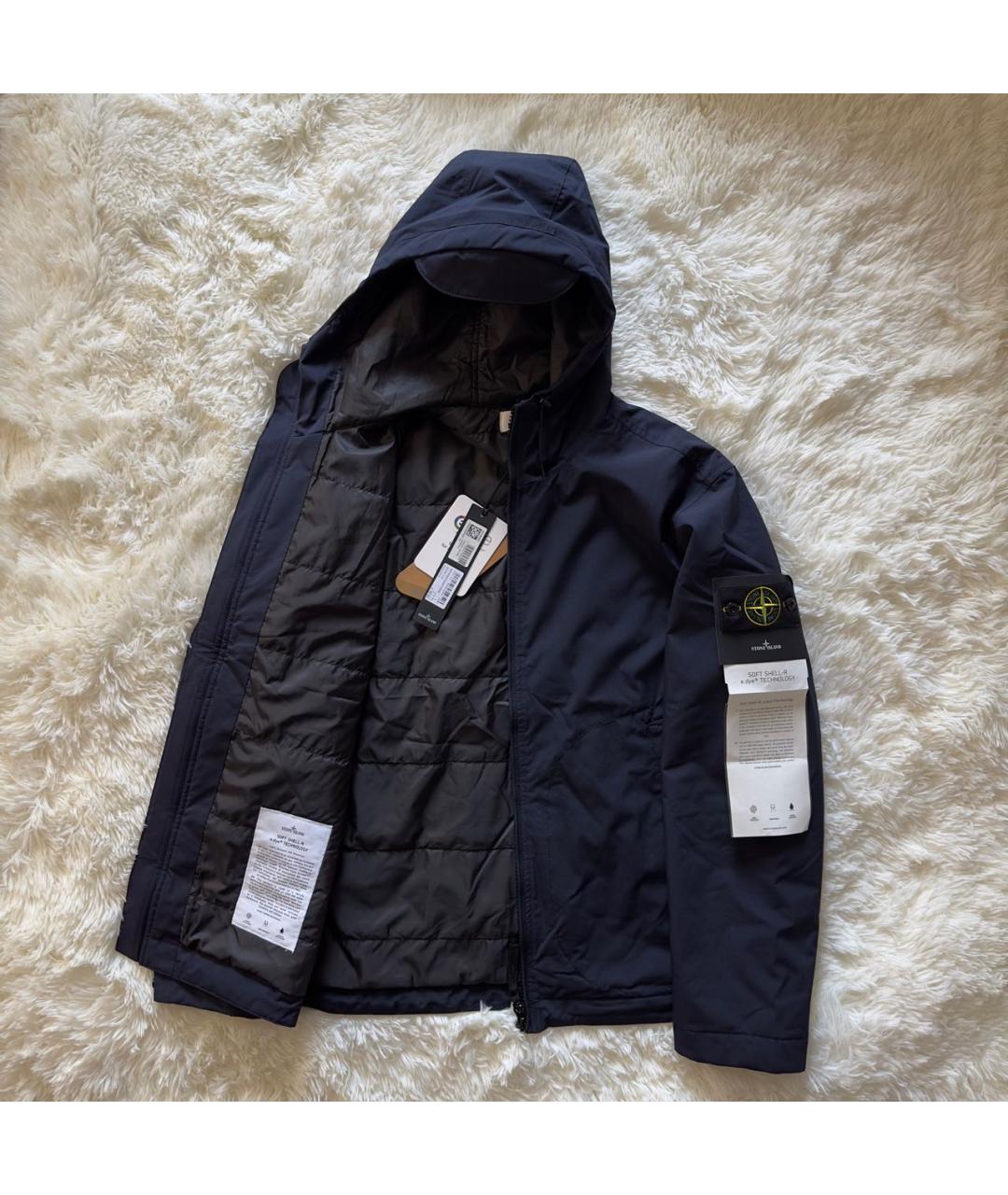 STONE ISLAND Темно-синяя полиуретановая куртка, фото 5