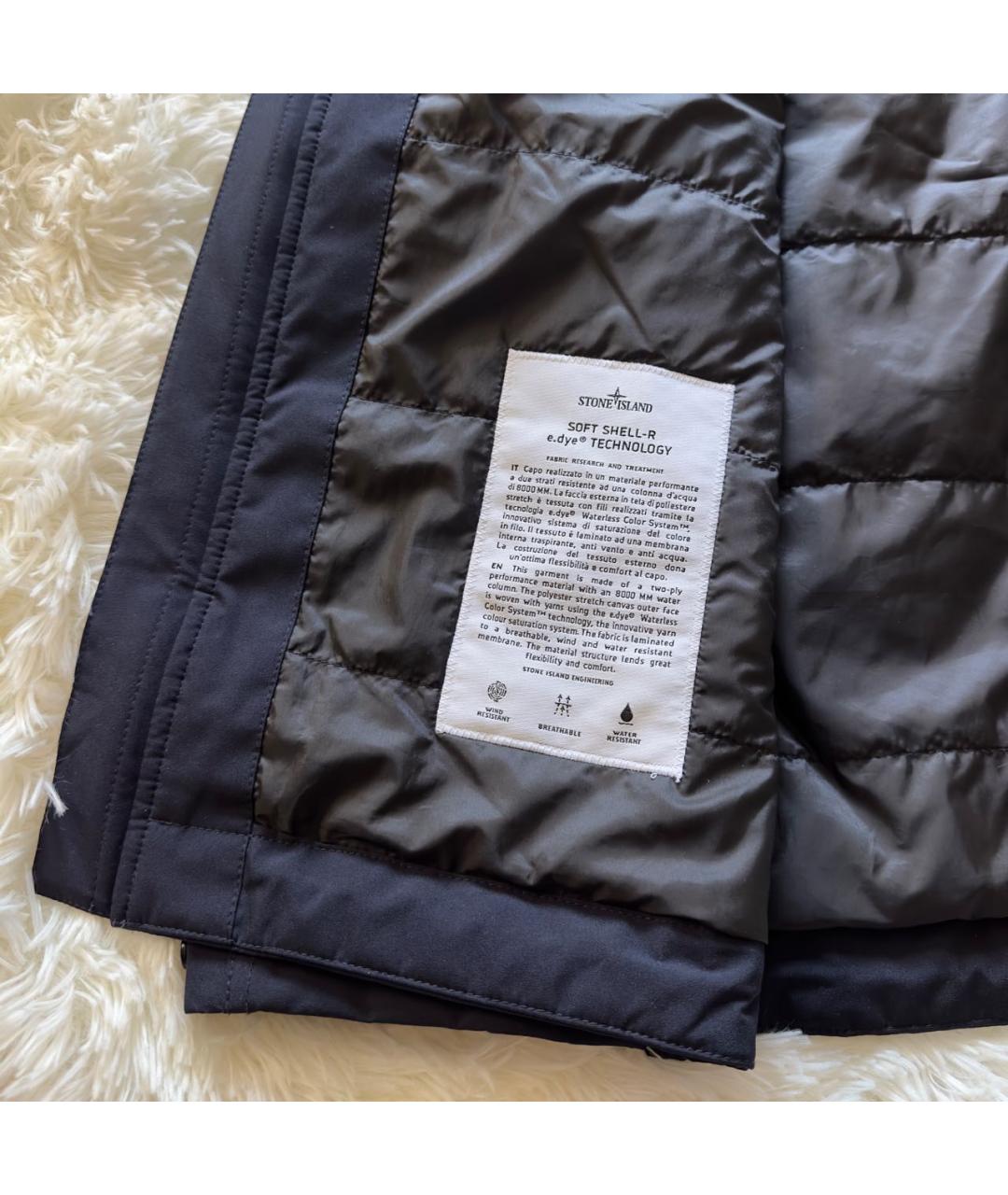 STONE ISLAND Темно-синяя полиуретановая куртка, фото 4