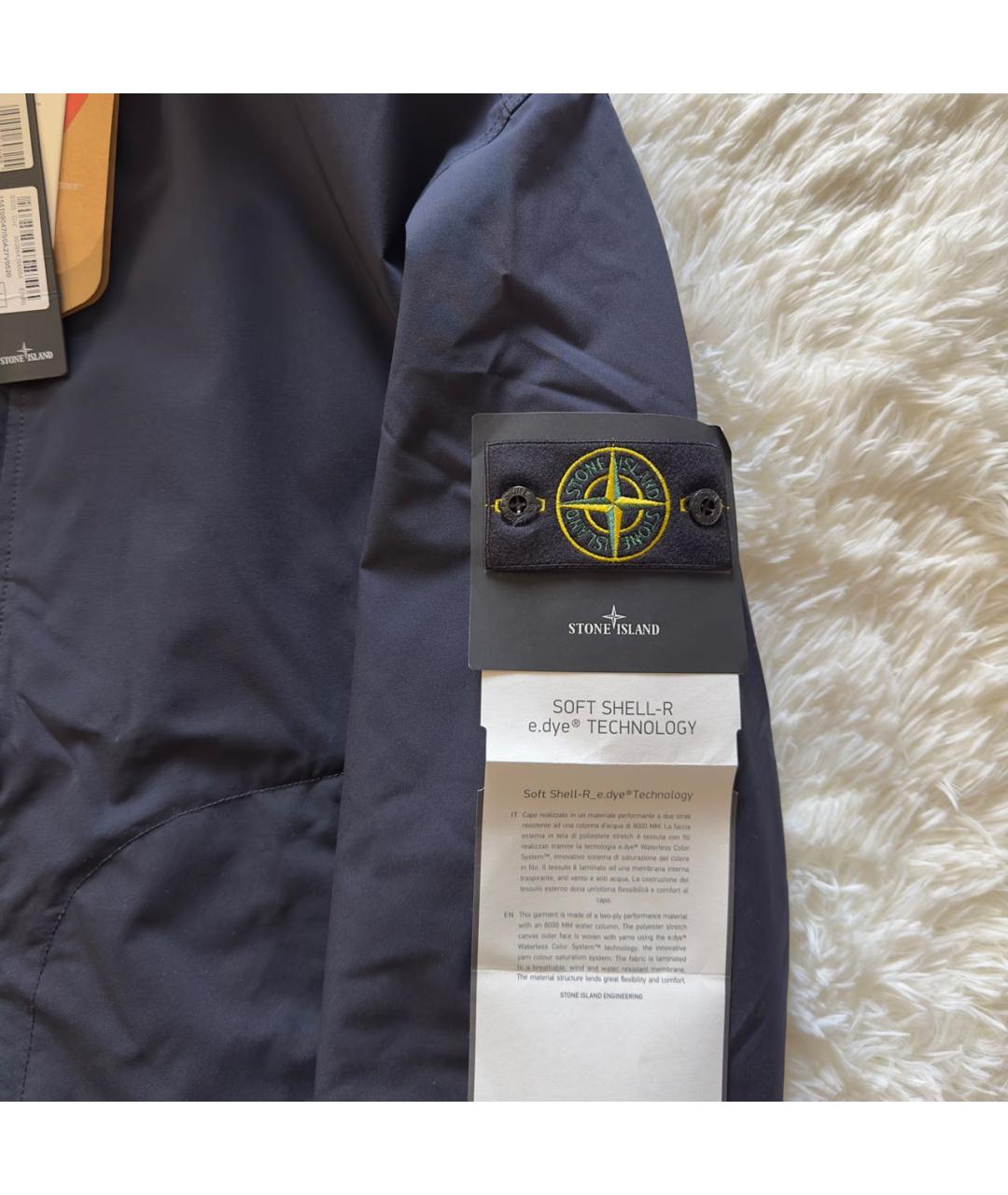 STONE ISLAND Темно-синяя полиуретановая куртка, фото 3