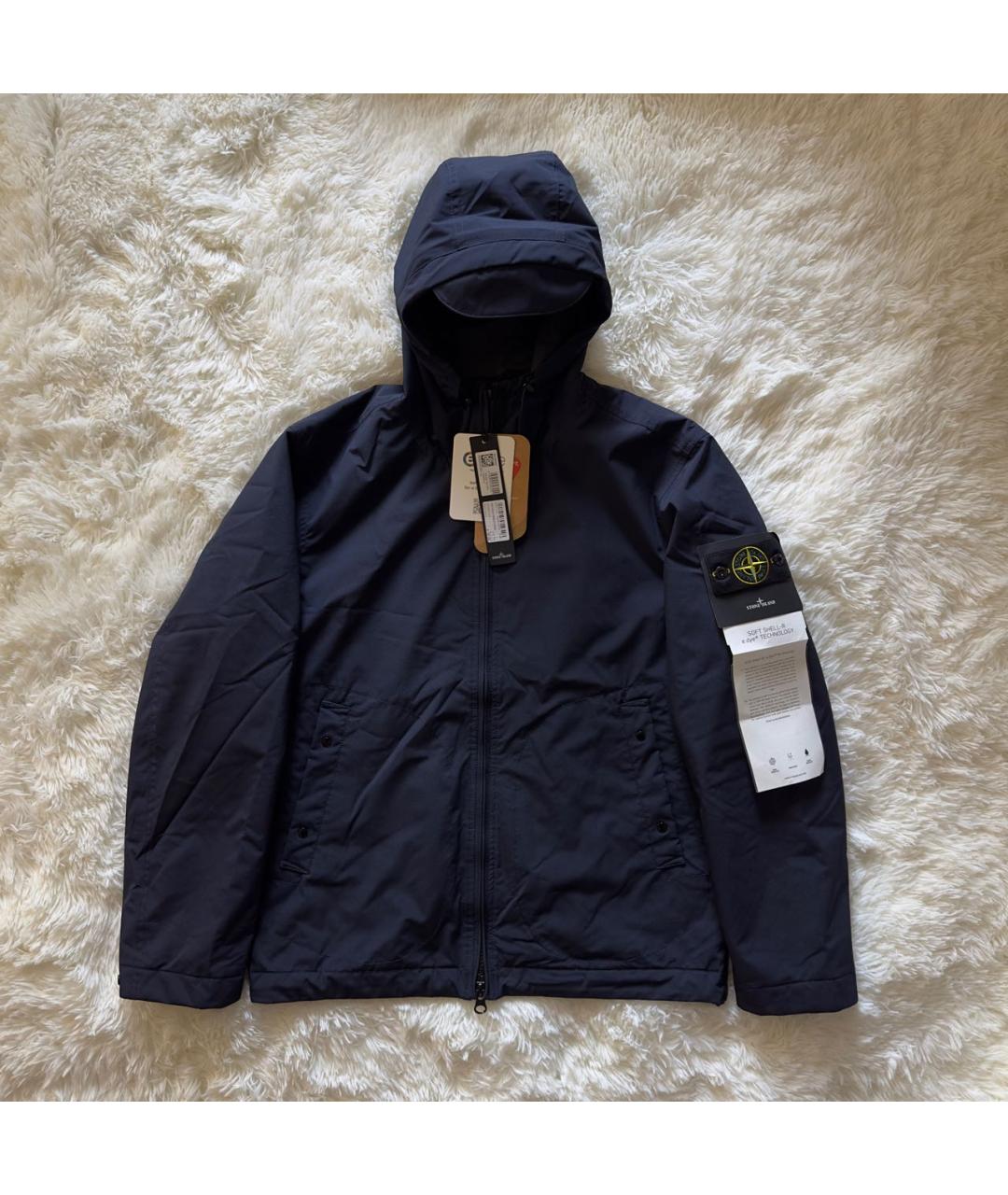 STONE ISLAND Темно-синяя полиуретановая куртка, фото 6