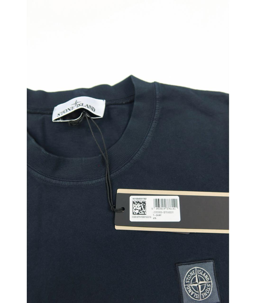 STONE ISLAND Темно-синяя хлопковая футболка, фото 5
