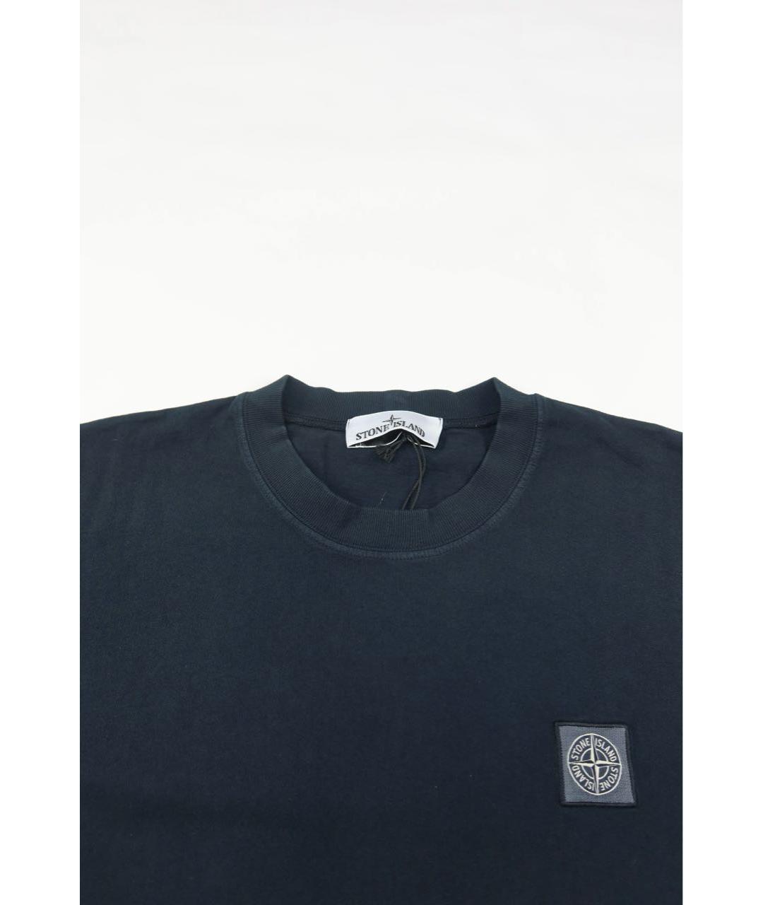 STONE ISLAND Темно-синяя хлопковая футболка, фото 4