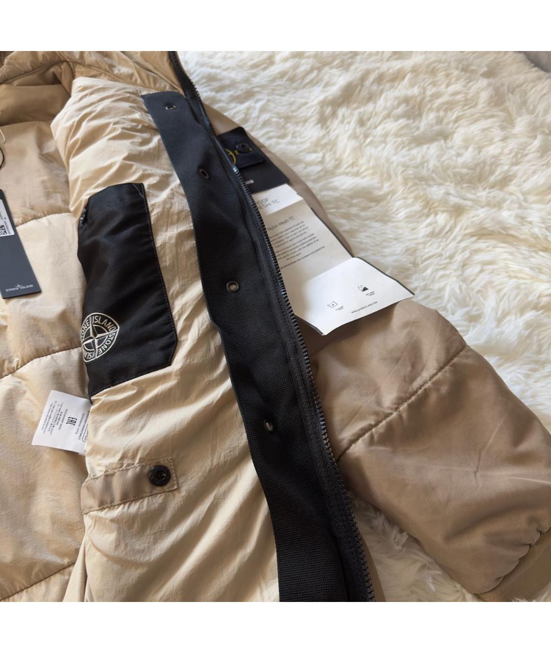 STONE ISLAND Бежевая полиэстеровая куртка, фото 6