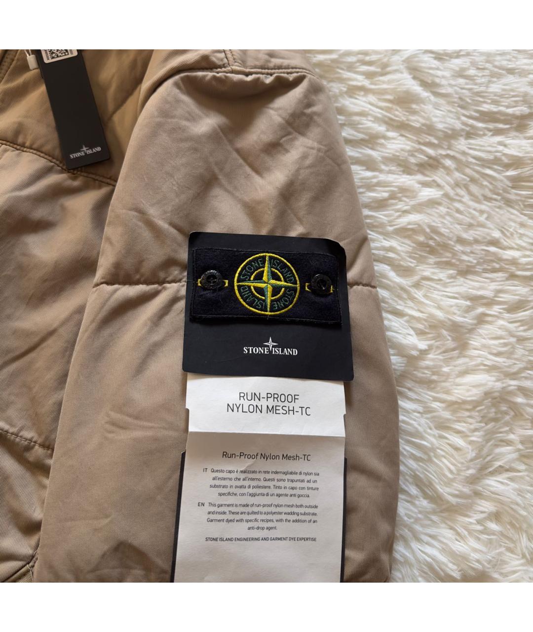 STONE ISLAND Бежевая полиэстеровая куртка, фото 4