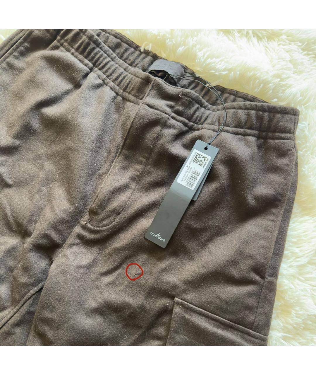 STONE ISLAND Коричневые шерстяные повседневные брюки, фото 5