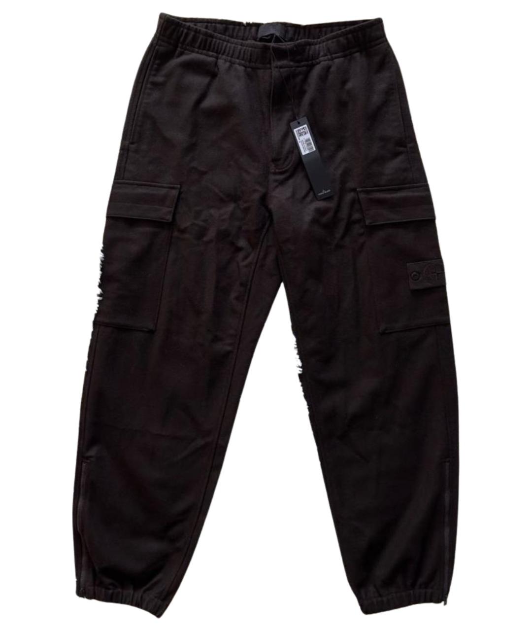 STONE ISLAND Коричневые шерстяные повседневные брюки, фото 1