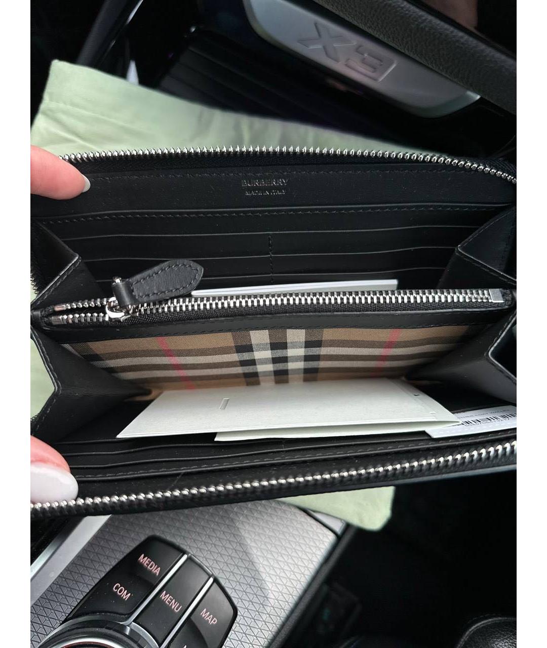 BURBERRY Черный кожаный кошелек, фото 3