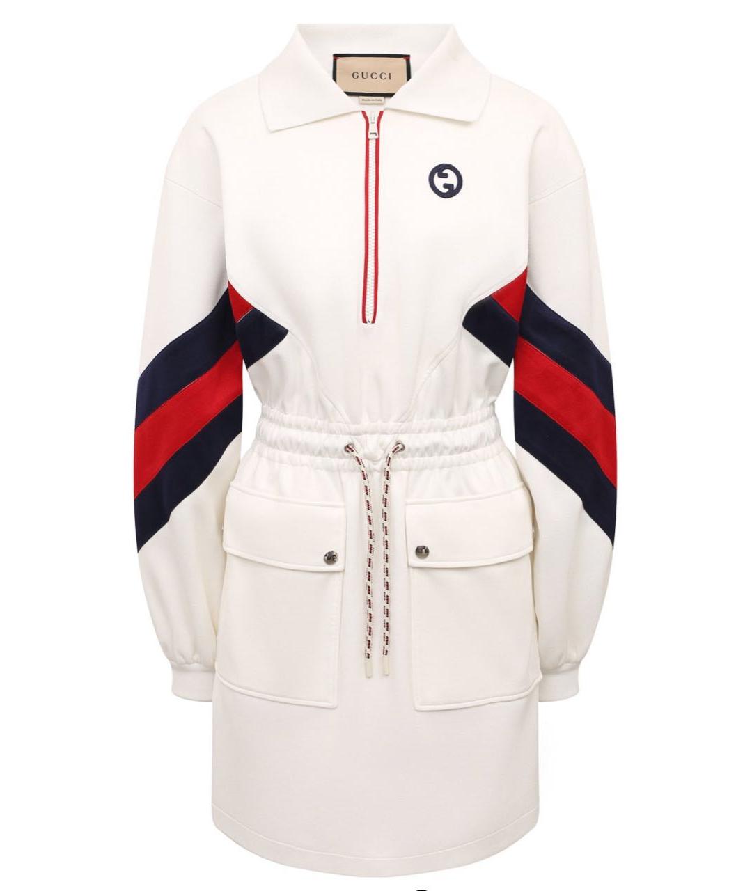 GUCCI Белое полиэстеровое повседневное платье, фото 1