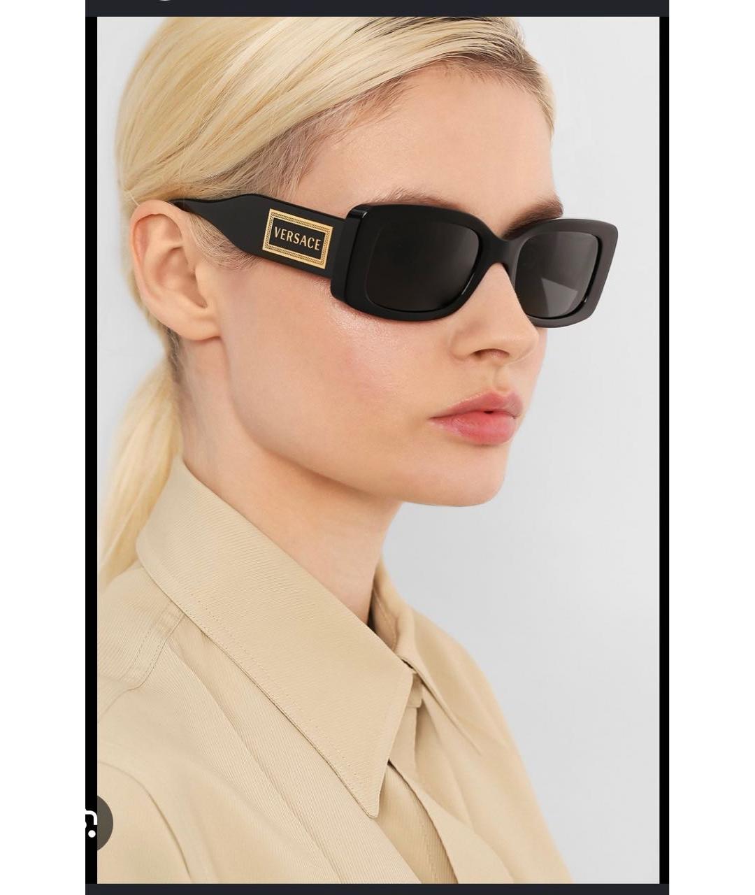 VERSACE Черные пластиковые солнцезащитные очки, фото 4