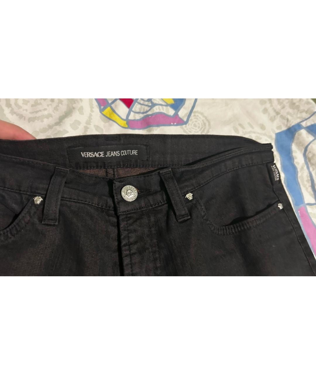 VERSACE JEANS COUTURE Черные хлопковые прямые джинсы, фото 3
