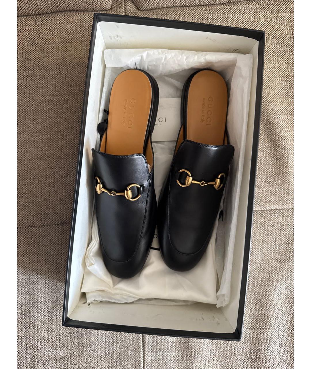 GUCCI Черные кожаные мюли, фото 2
