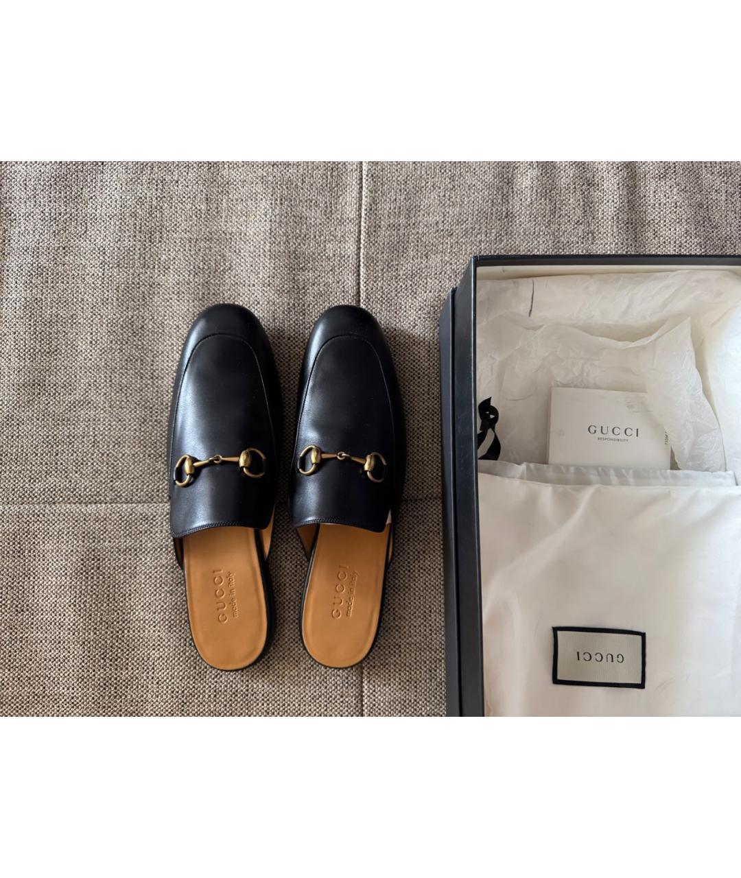 GUCCI Черные кожаные мюли, фото 3