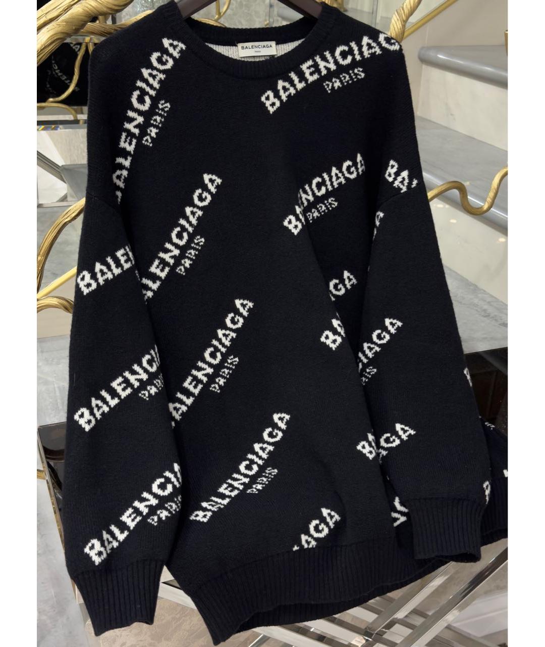 BALENCIAGA Черный шерстяной джемпер / свитер, фото 2
