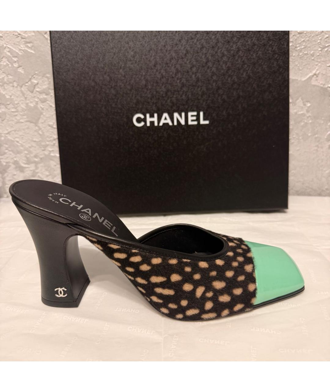 CHANEL Черные кожаные мюли, фото 6