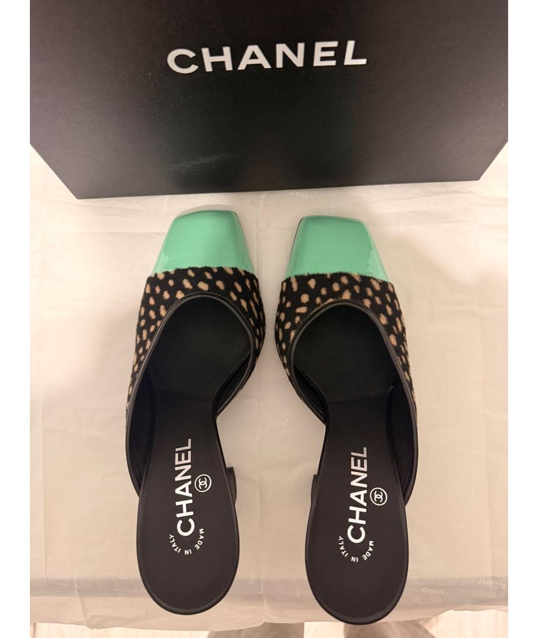 CHANEL Черные кожаные мюли, фото 3