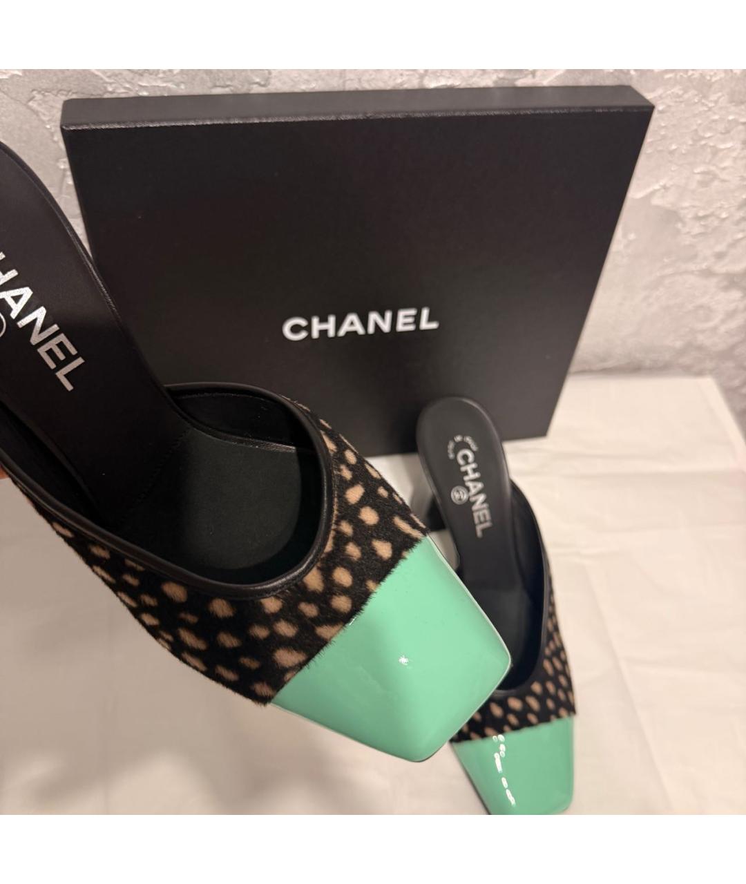 CHANEL Черные кожаные мюли, фото 4
