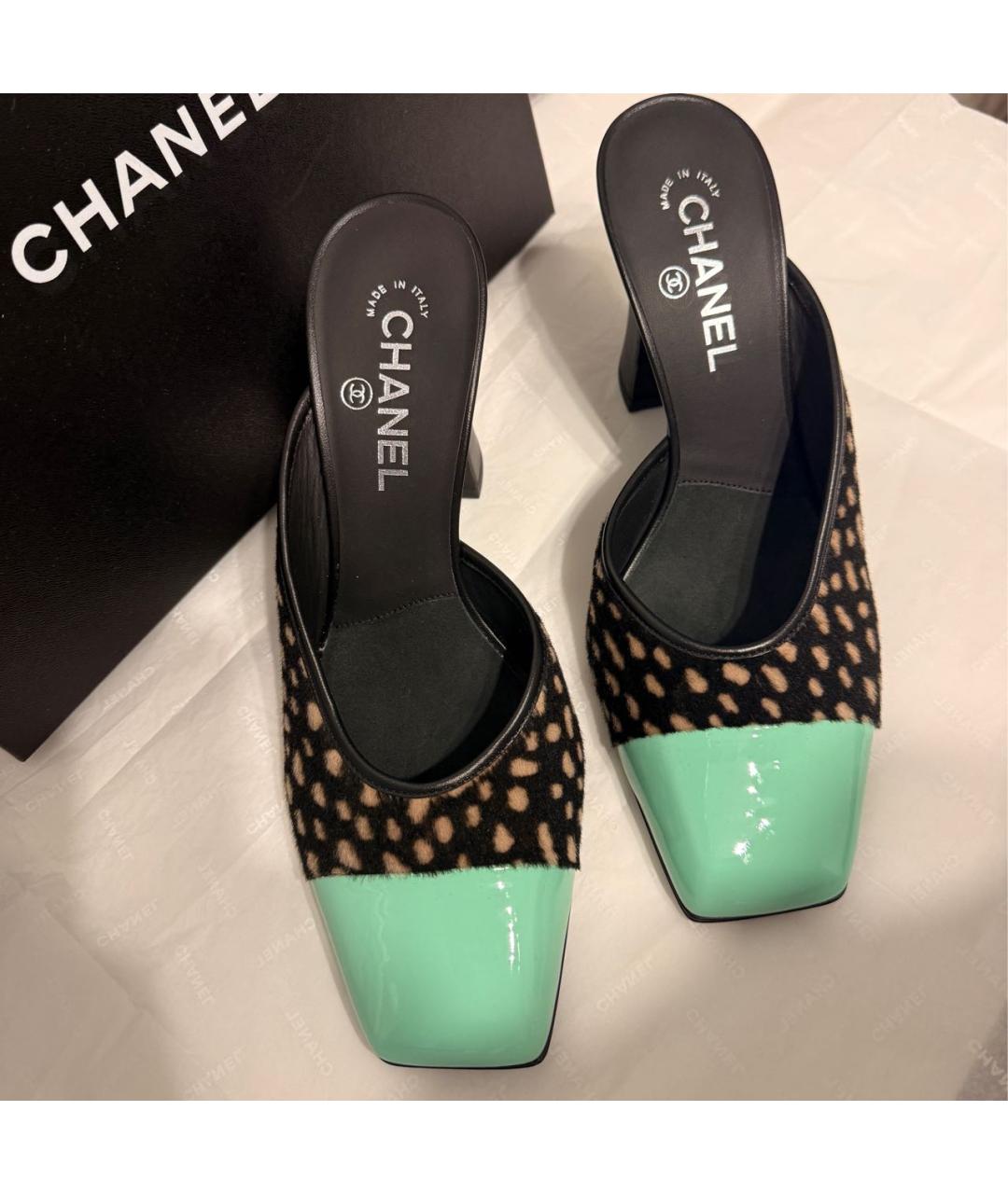 CHANEL Черные кожаные мюли, фото 2