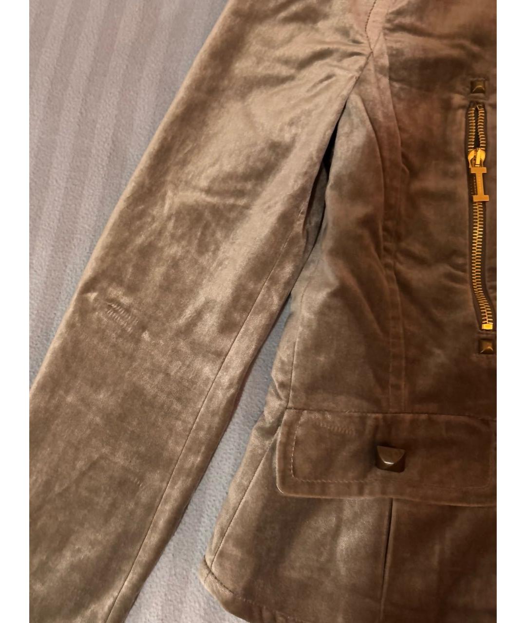 TRUSSARDI JEANS Бежевый бархатный жакет/пиджак, фото 6