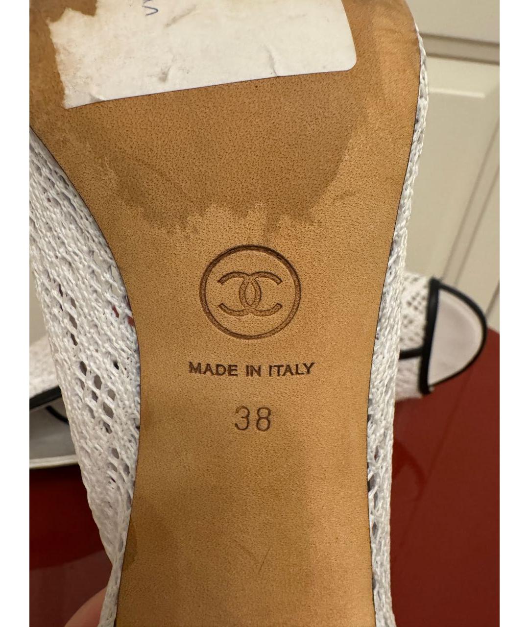 CHANEL Белые текстильные босоножки, фото 7