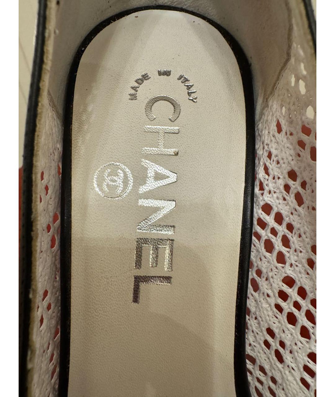 CHANEL Белые текстильные босоножки, фото 5