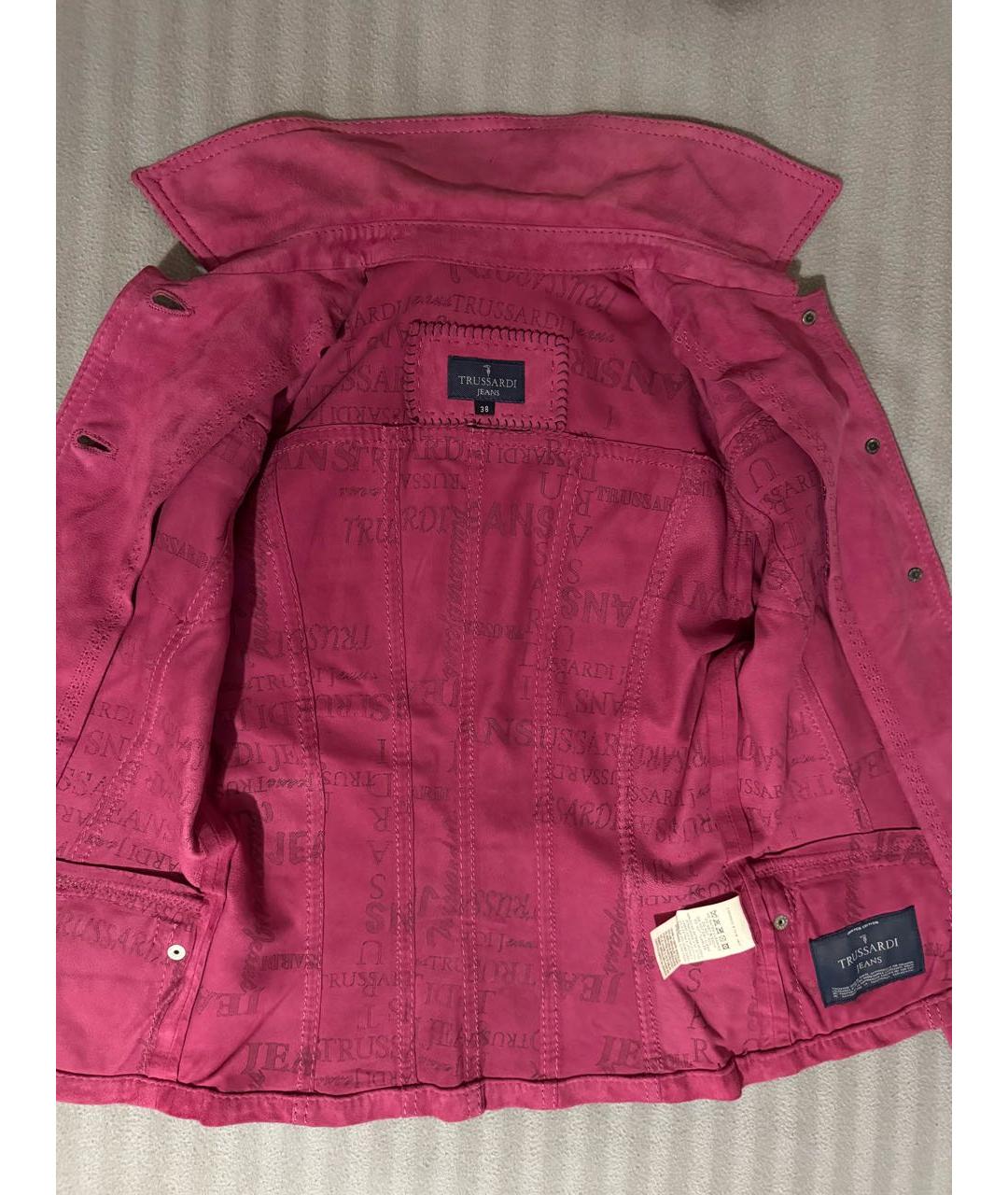 TRUSSARDI JEANS Розовый замшевый жакет/пиджак, фото 4