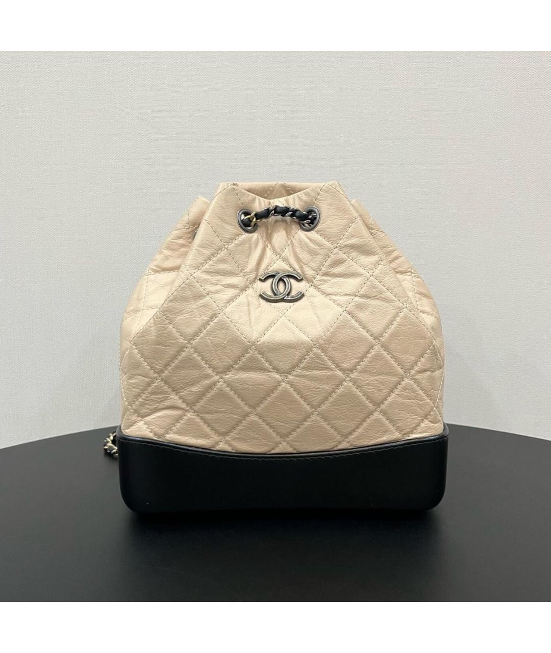 CHANEL Бежевый кожаный рюкзак, фото 6