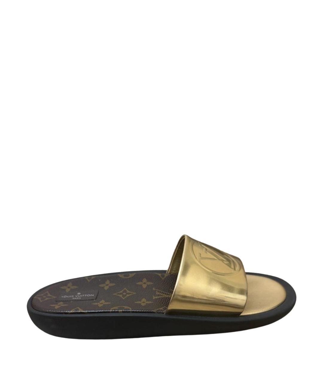 LOUIS VUITTON Золотые шлепанцы, фото 1