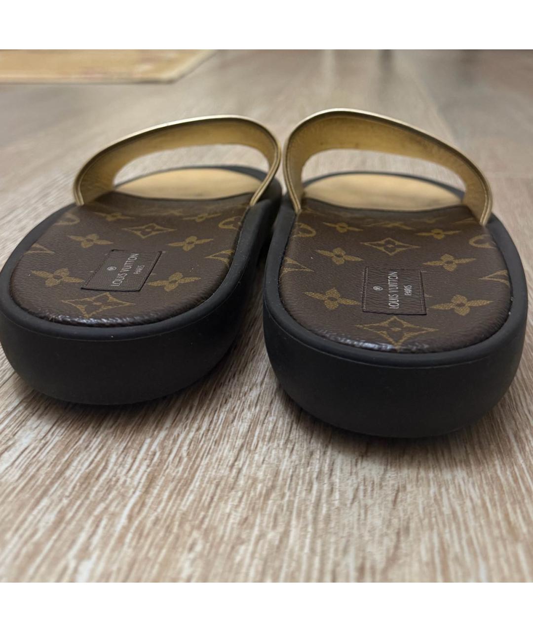 LOUIS VUITTON Золотые шлепанцы, фото 4