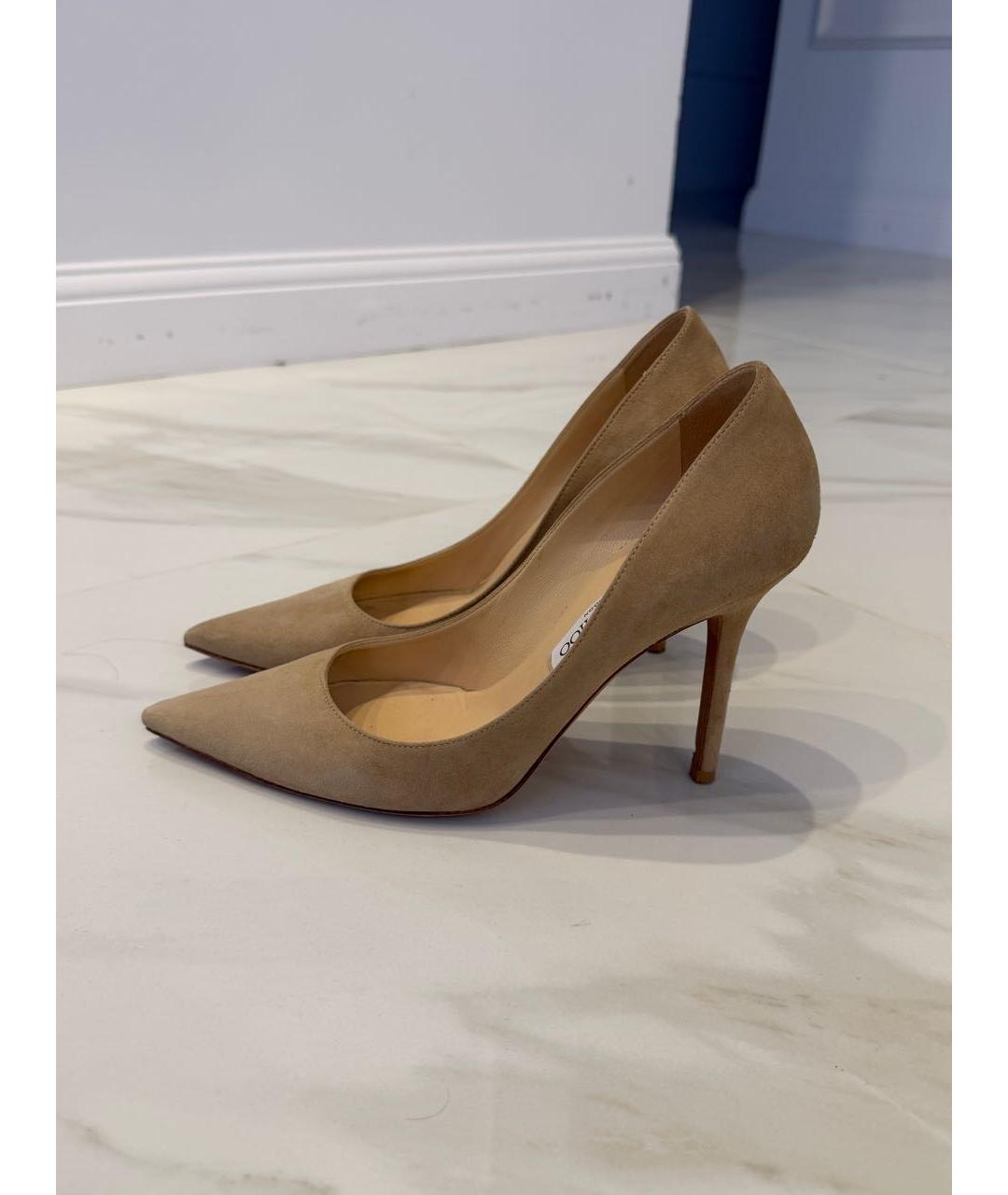 JIMMY CHOO Бежевые замшевые туфли, фото 5